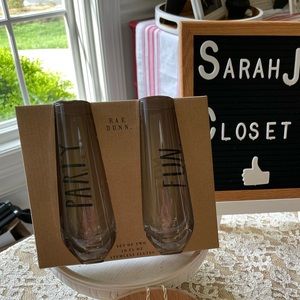 Rae Dunn Stemless Flutes with Mini Cheese Board